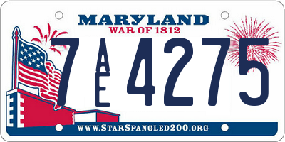 MD license plate 7AE4275