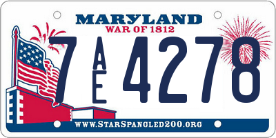 MD license plate 7AE4278