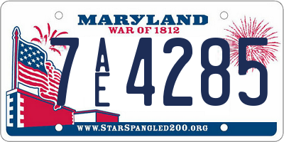 MD license plate 7AE4285