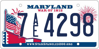 MD license plate 7AE4298