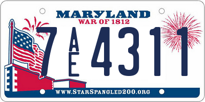 MD license plate 7AE4311