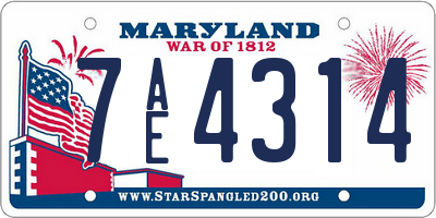 MD license plate 7AE4314