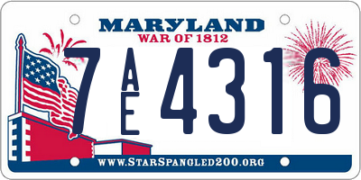MD license plate 7AE4316