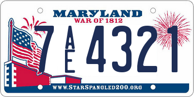 MD license plate 7AE4321