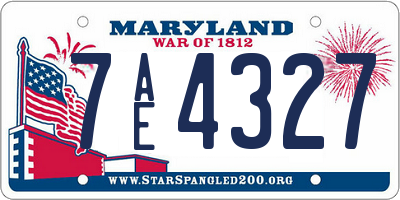 MD license plate 7AE4327