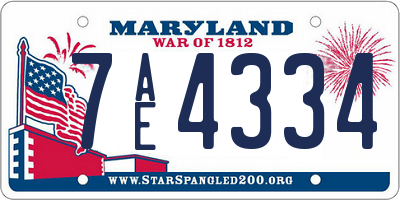 MD license plate 7AE4334