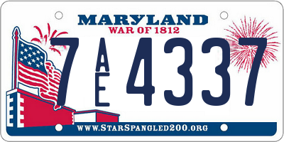 MD license plate 7AE4337