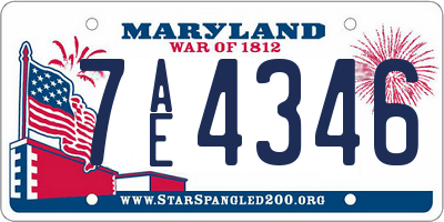 MD license plate 7AE4346