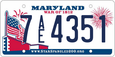 MD license plate 7AE4351