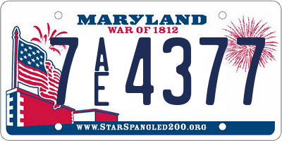 MD license plate 7AE4377