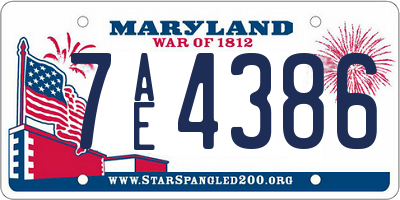 MD license plate 7AE4386
