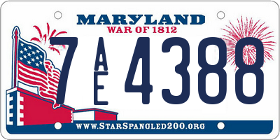 MD license plate 7AE4388
