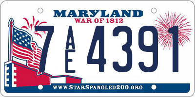 MD license plate 7AE4391