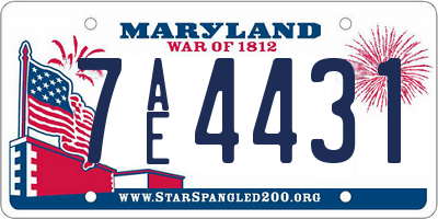 MD license plate 7AE4431