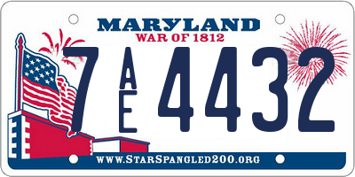 MD license plate 7AE4432