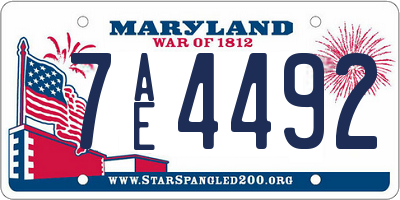 MD license plate 7AE4492