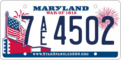 MD license plate 7AE4502