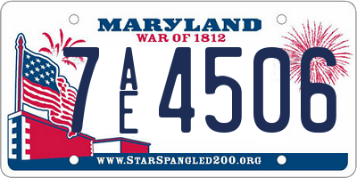 MD license plate 7AE4506