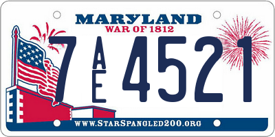 MD license plate 7AE4521