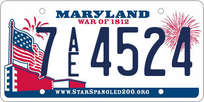MD license plate 7AE4524