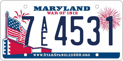 MD license plate 7AE4531