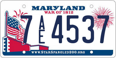 MD license plate 7AE4537