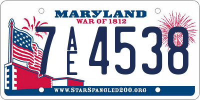 MD license plate 7AE4538
