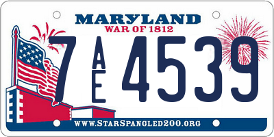 MD license plate 7AE4539