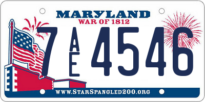MD license plate 7AE4546