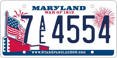 MD license plate 7AE4554