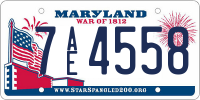 MD license plate 7AE4558