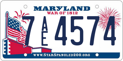 MD license plate 7AE4574