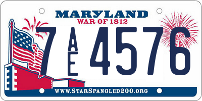 MD license plate 7AE4576