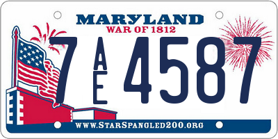 MD license plate 7AE4587