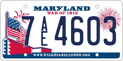 MD license plate 7AE4603