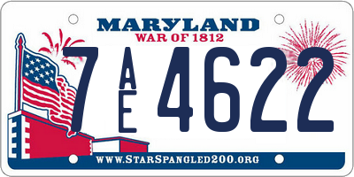 MD license plate 7AE4622