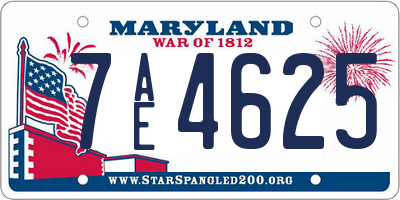 MD license plate 7AE4625