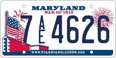 MD license plate 7AE4626
