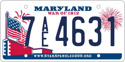 MD license plate 7AE4631
