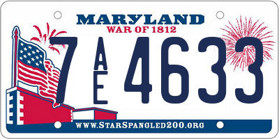 MD license plate 7AE4633