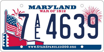 MD license plate 7AE4639