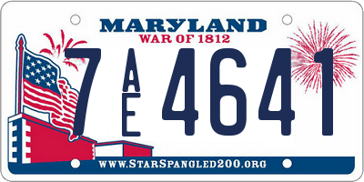 MD license plate 7AE4641