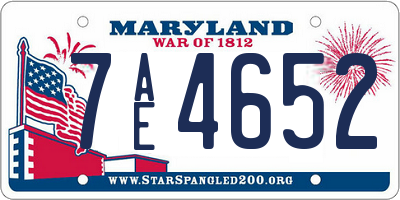 MD license plate 7AE4652