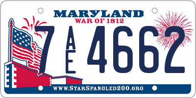 MD license plate 7AE4662