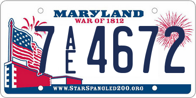 MD license plate 7AE4672
