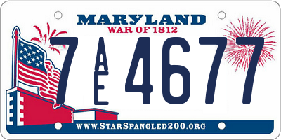 MD license plate 7AE4677