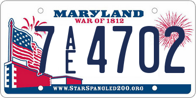 MD license plate 7AE4702