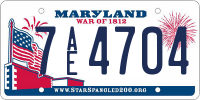 MD license plate 7AE4704