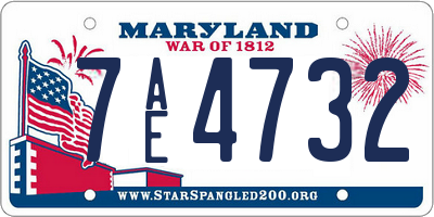 MD license plate 7AE4732