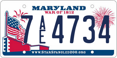 MD license plate 7AE4734